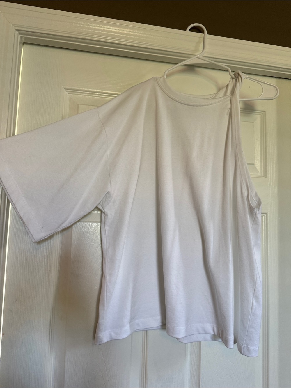 Topshop White One-Shoulder Tank Top with Knot Detail